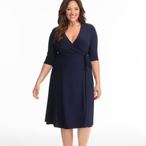 Kiyonna Wrap Dress Navy Blue 4X
